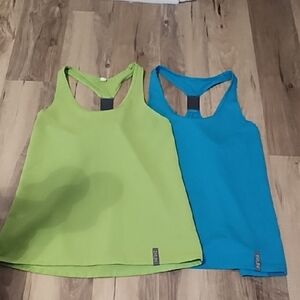 Set Of 2 Under Armour Lime Green and Aqua Blue Tank Tops